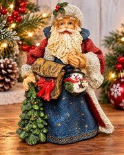 Vintage Santa Claus Snowman Lamp Christmas Tree Holiday Figurine Decor