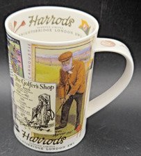 Vtg Fine Bone China Golf History Harrods Mug Cup 4.5"H