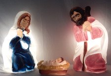 VTG General Foam Lighted Nativity Set 28" Blow Mold Mary Joseph Baby Jesus W/Box