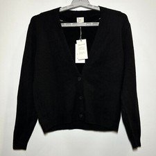 Women's Button-Front Knit Sweater Cardigan - A New Day Black M
