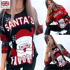 Women's Christmas Santa Claus Jumper Pullover Sweatshirt Ladies Blouse Xmas Tops