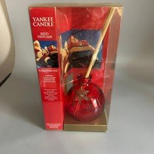 Yankee Candle Christmas Eve Reed Diffuser Set Red Glass Vase Snowflake Charm