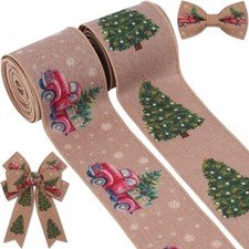 YKW 2 Rolls Vintage Christmas Ribbon Set -2.56" x 5 Yards Each - Truck with C...