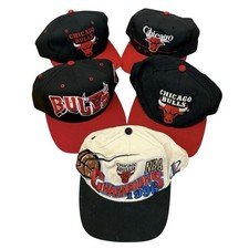 (5) Vintage Chicago Bulls SnapBack Hats Used 90s Starter Logo Athletic Jordan