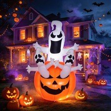 6FT Halloween Inflatables Blow Up Ghost w/ LED Light Outdoor Yard Decoration
