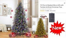 7.5' Pre-Lit Radiant Micro LED Twinkle Artificial Christmas Tree TG76P4826DD7