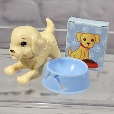 Barbie Pet Blonde Dog with Blue Food Bowl and Food Bag