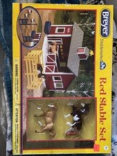 BREYER Stablemates RED STABLE SET Barn Accessories Horses Complete New Box