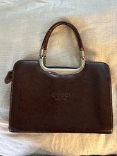 Brown Vintage Gucci Leather Handbag with Silver detailing
