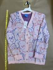 Care Bears Comfy Collection XXL Button Front V-Neck Graphic Knit Cardigan Pink