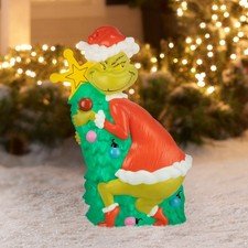 Christmas Blow Mold Grinch with Christmas Tree by Dr. Seuss Outdoor Decor, 32 in