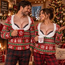 Custom Funny Fake Abs Body Ugly Christmas Sweater, Xmas Gag Gift for Men Women