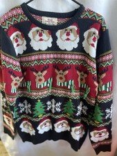 Daisy Boutique Mens XL Holiday Christmas Sweater. Santa/Rudolph Ugly Sweater