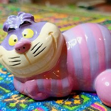 Disney Alice in Wonderland Cheshire Cat Figurine Pink Purple Striped