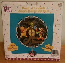 Disney Pooh And Friends Animated Musical Wall Clock In Box Vintage RARE