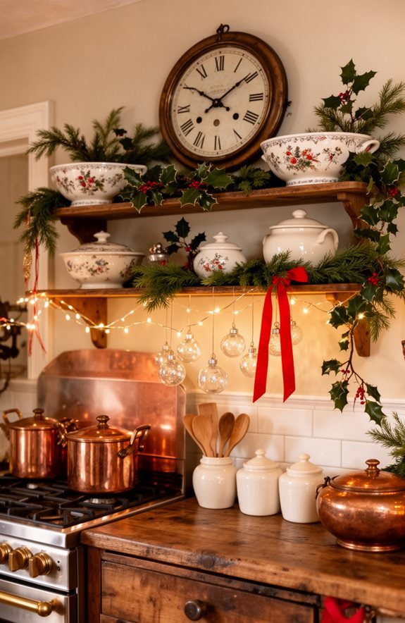 festive open shelf decor