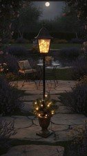 Glittery Christmas Lamp Posts with Sturdy Planter, 50 Warm White LED Lights