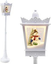 Goplus 8 ft Musical Christmas Streetlight, Xmas Lamp Post w/Santa Scene