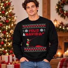 Grinch Feliz Navidad Ugly Christmas Sweatshirt Funny Holiday Sweater Crewneck