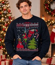 Grinch Vs Santa KO Sweatshirt Ugly Christmas Sweater Street Fighter Xmas Jumper