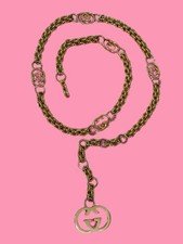 GUCCI BELT / Necklace Chain AUTH logo mark Vintage Rare Gold GG OLD GUCCI