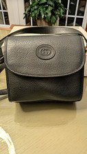 Gucci Black Leather Crossbody "Camera" Handbag Genuine Vintage w/COA