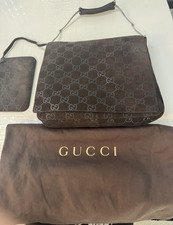 Gucci GG Monogram Suede Horsebit Shoulder Bag