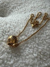 Gucci Interlocking GG Necklace Gold Tone Pendant Chain Monogram Vintage Barrel
