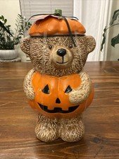 Halloween Creepy Critters Pumpkin Teddy Bear Cookie Jar 10.5" TikTok Viral NEW