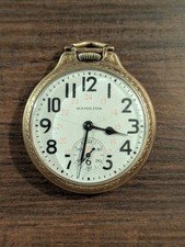 Hamilton 992B 21J Railroad Pocket Watch 16s 24 Hour Dial 10k Gold Filled Running