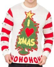 I Love Xmas HOHOHO Light Up LED and Bells Ugly Christmas Sweater (S - 5XL)
