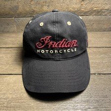 Indian Motorcycle Embroidered Adjustable Strapback Dad Hat Cap Black
