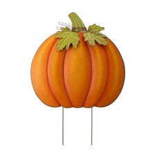 Large Metal Pumpkin Decor 37.5 Inch Yard Stake Hanging Sign Iron Fall