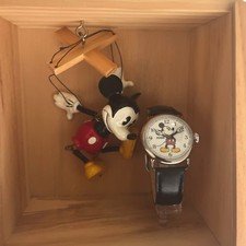 Mickey Mouse Fossil Watch in wood case w Collectible Marionette Limited edition
