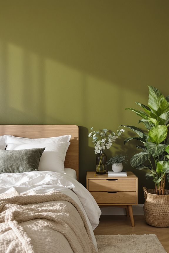 olive green accent wall