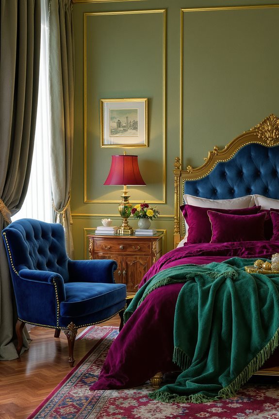 olive green meets jewel tones