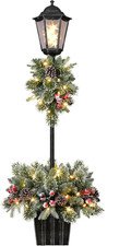 Puleo International Pre-Lit 4Ft Glittery Christmas Lamp Posts with Sturdy Plante