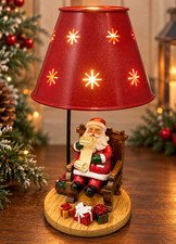 SANTA CHECKING HIS LIST Yankee Candle Christmas Tea Light Candle Holder 8”