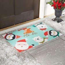 Santa Claus And Friends Christmas Home Entryway Doormat