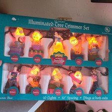 Santa's Best EZ Light Illuminated Tree Set Disney Snow White Seven Dwarfs 1999