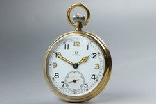 Vintage 1943 OMEGA Open Face Pocket Watch Britisch Military Manual Swiss Made