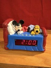Vintage 1990s Disney Mickey Mouse Pluto Bed Alarm Clock Westclox 36400 WORKS