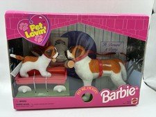 Vintage 1998 Pet Lovin' Barbie St Bernard & Puppy Dog Set RARE NRFB Mattel 20847