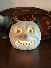 Vintage 6" Seasons Gone By Snowman Paper Mache Light Lamp Candy Container