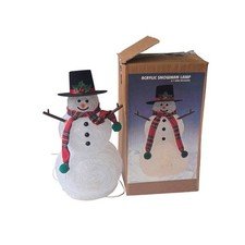 Vintage Acrylic Snowman Lamp Lighted Christmas Decor with Original Box C-7 Wire