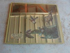 Vintage Advertising Mirror Wood Ducks Deer Broken Bow NE Arrow Seed Lot 26-54-20