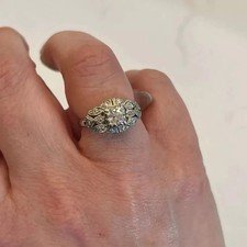 Vintage Art Deco Style 2Ct Lab Created Diamond Engagement 14K White Gold FN Ring