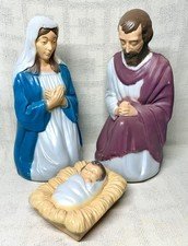 Vintage Blow Mold Nativity Set Joseph Mary Jesus General Foam Plastics Lawn USA