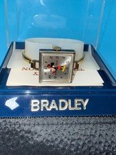Vintage Bradley Mickey Mouse Watch Swiss Made Disney Original Box Papers Rare
