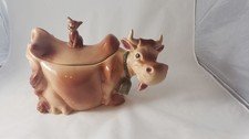 Vintage Brush USA McCoy Elsie the Cow & Winking Cat Cookie Jar Brown DAMAGE READ